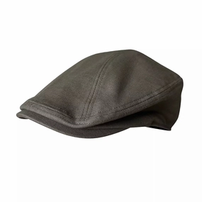 Winston Army Green Linen Flat Cap