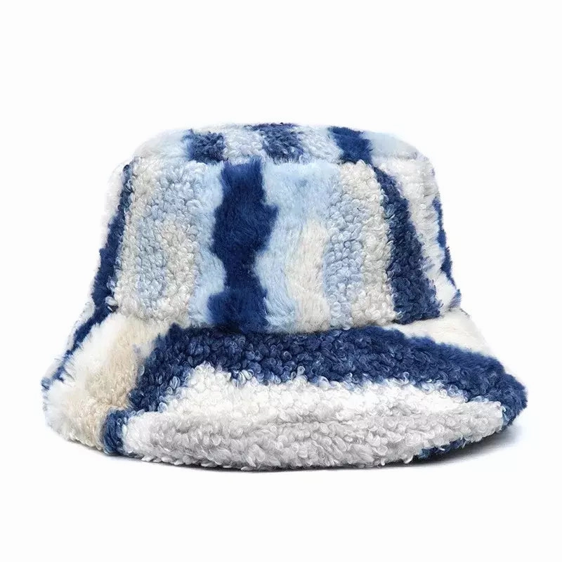 Winter Abstract Fur Bucket Hat