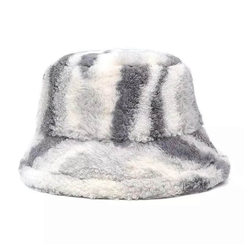 Winter Abstract Fur Bucket Hat