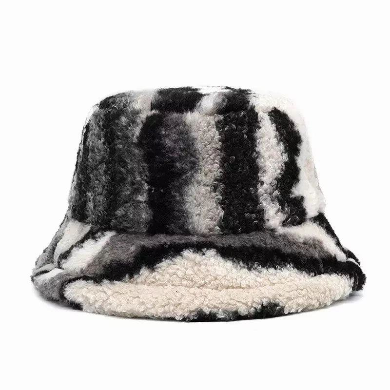 Winter Abstract Fur Bucket Hat