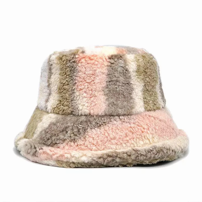 Winter Abstract Fur Bucket Hat