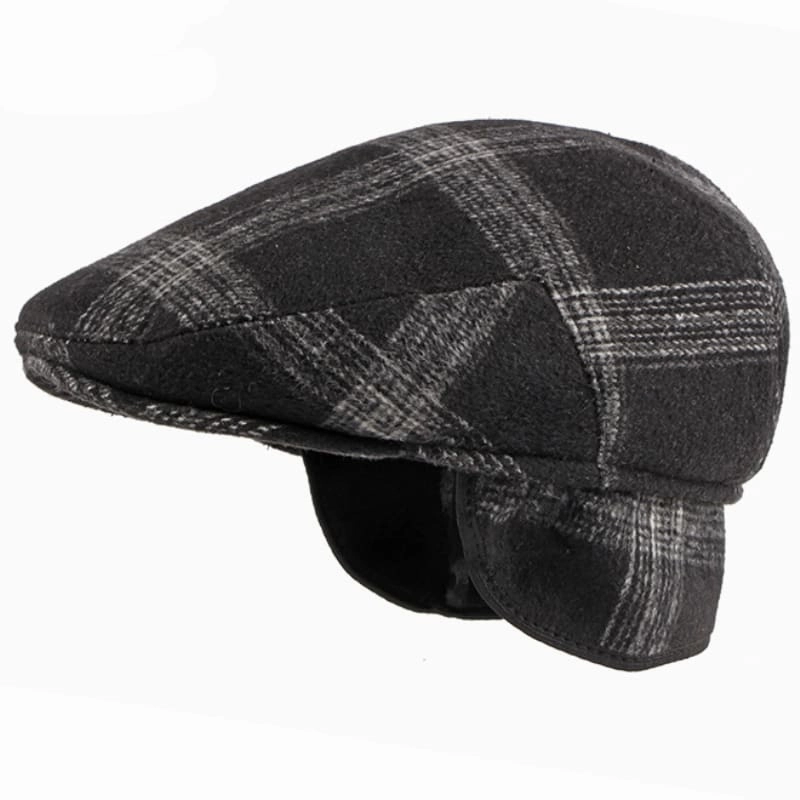 Winter Plaid Earflaps Flat Cap