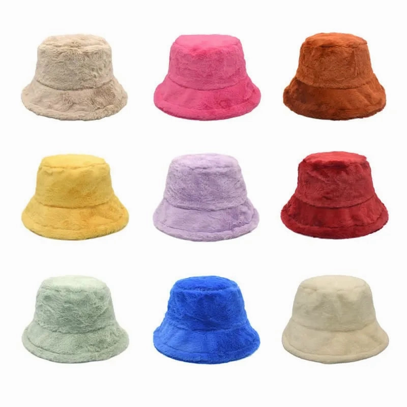 Winter Plain Fur Bucket Hat