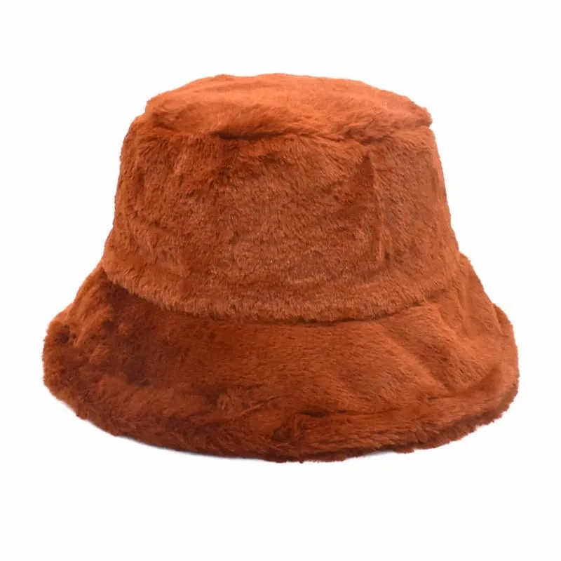 Winter Plain Fur Bucket Hat