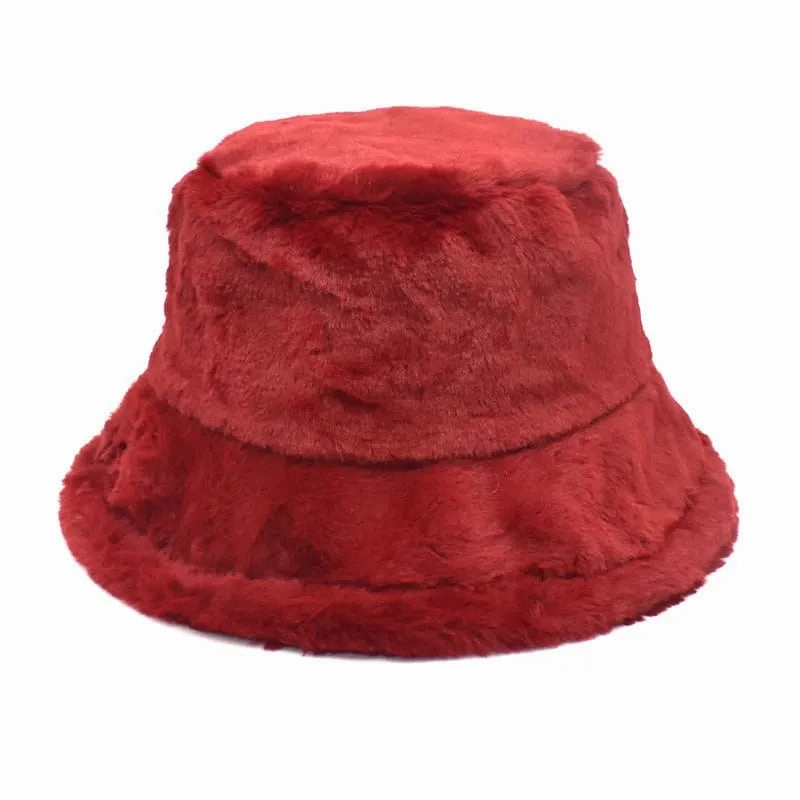 Winter Plain Fur Bucket Hat