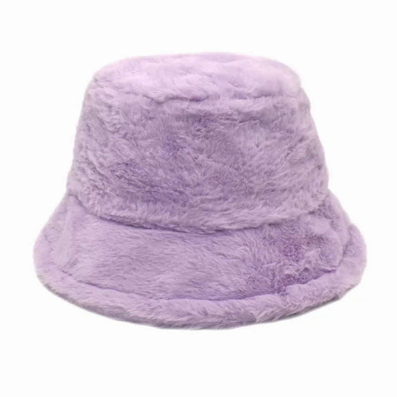 Winter Plain Fur Bucket Hat