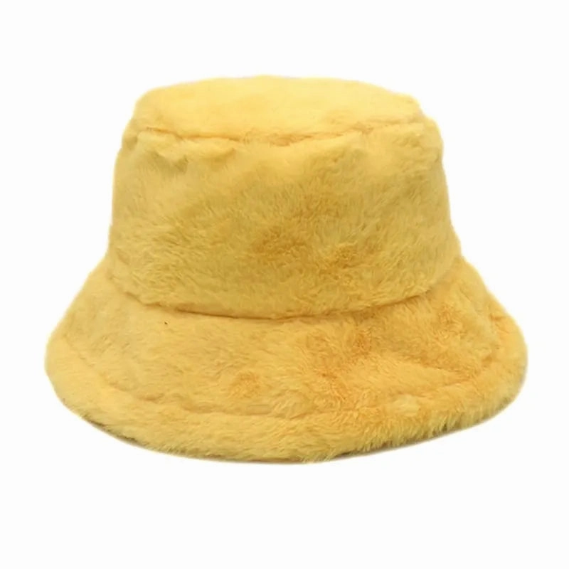 Winter Plain Fur Bucket Hat