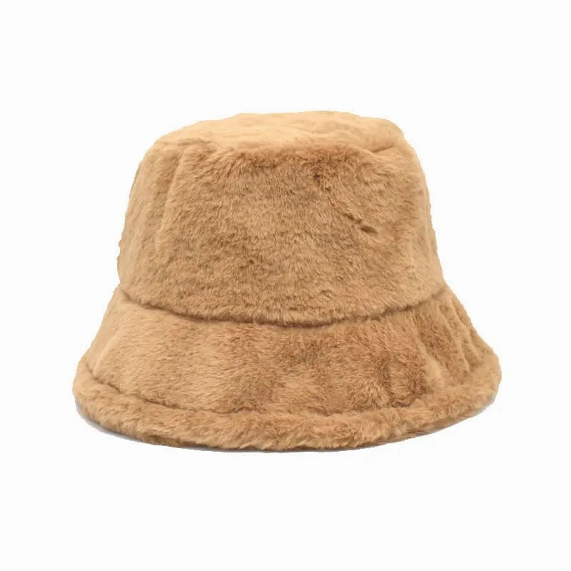 Winter Plain Fur Bucket Hat