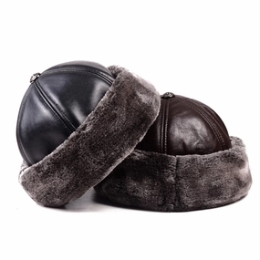 Winter Russian Fur Genuine Leather Docker Cap