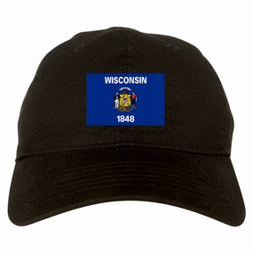 Wisconsin State Flag WI Chest Mens Dad Hat