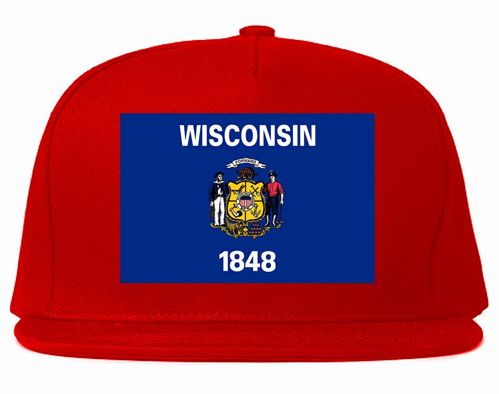 Wisconsin State Flag WI Chest Mens Snapback Hat