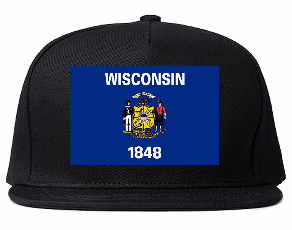 Wisconsin State Flag WI Chest Mens Snapback Hat
