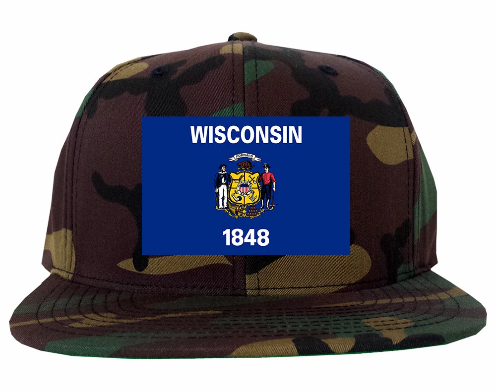Wisconsin State Flag WI Chest Mens Snapback Hat