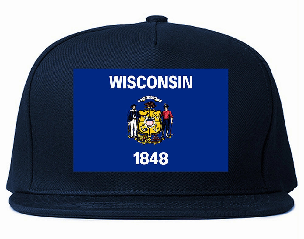 Wisconsin State Flag WI Chest Mens Snapback Hat