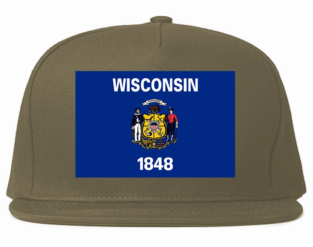 Wisconsin State Flag WI Chest Mens Snapback Hat