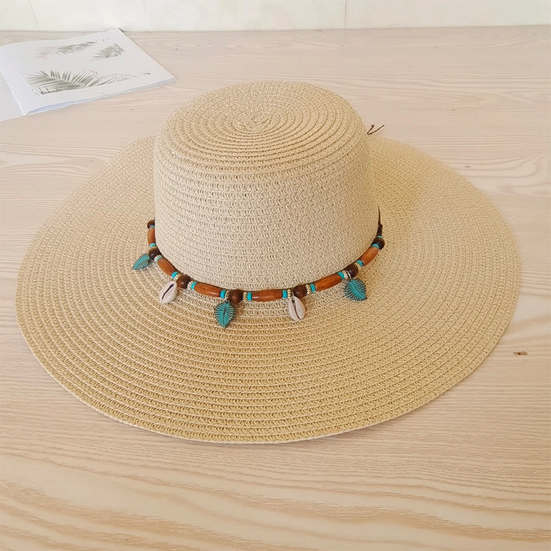 Women Beach Outdoor Wide Brim Flat Brim UV Korean Fashion Elegant Hat
