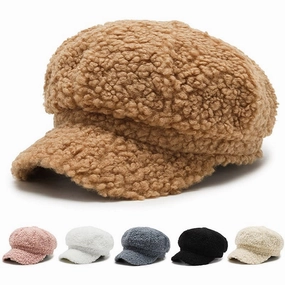 Women Winter Furry Newsboy Cap