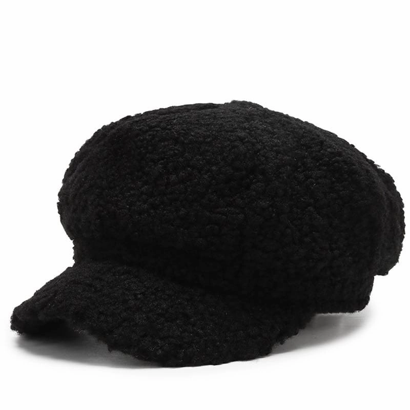 Women Winter Furry Newsboy Cap
