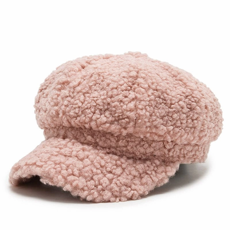 Women Winter Furry Newsboy Cap