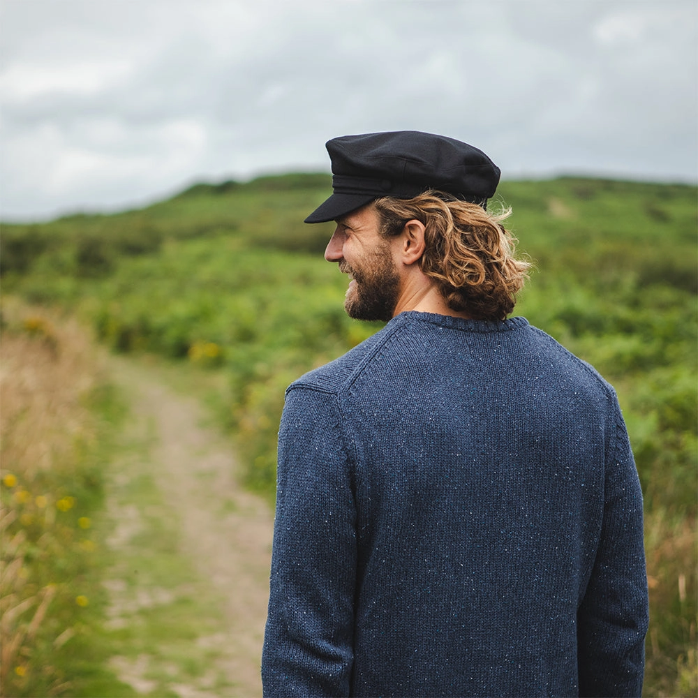 Wool Blend Fiddler Cap - Black