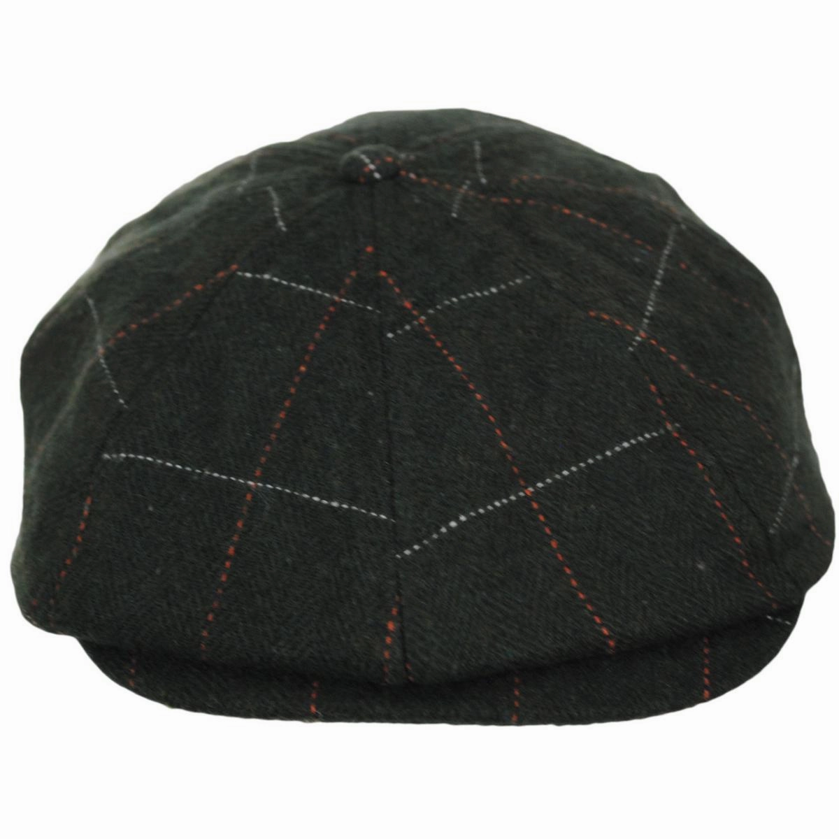 Wool Blend Windowpane Plaid Brood Newsboy Cap