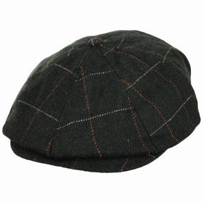 Wool Blend Windowpane Plaid Brood Newsboy Cap