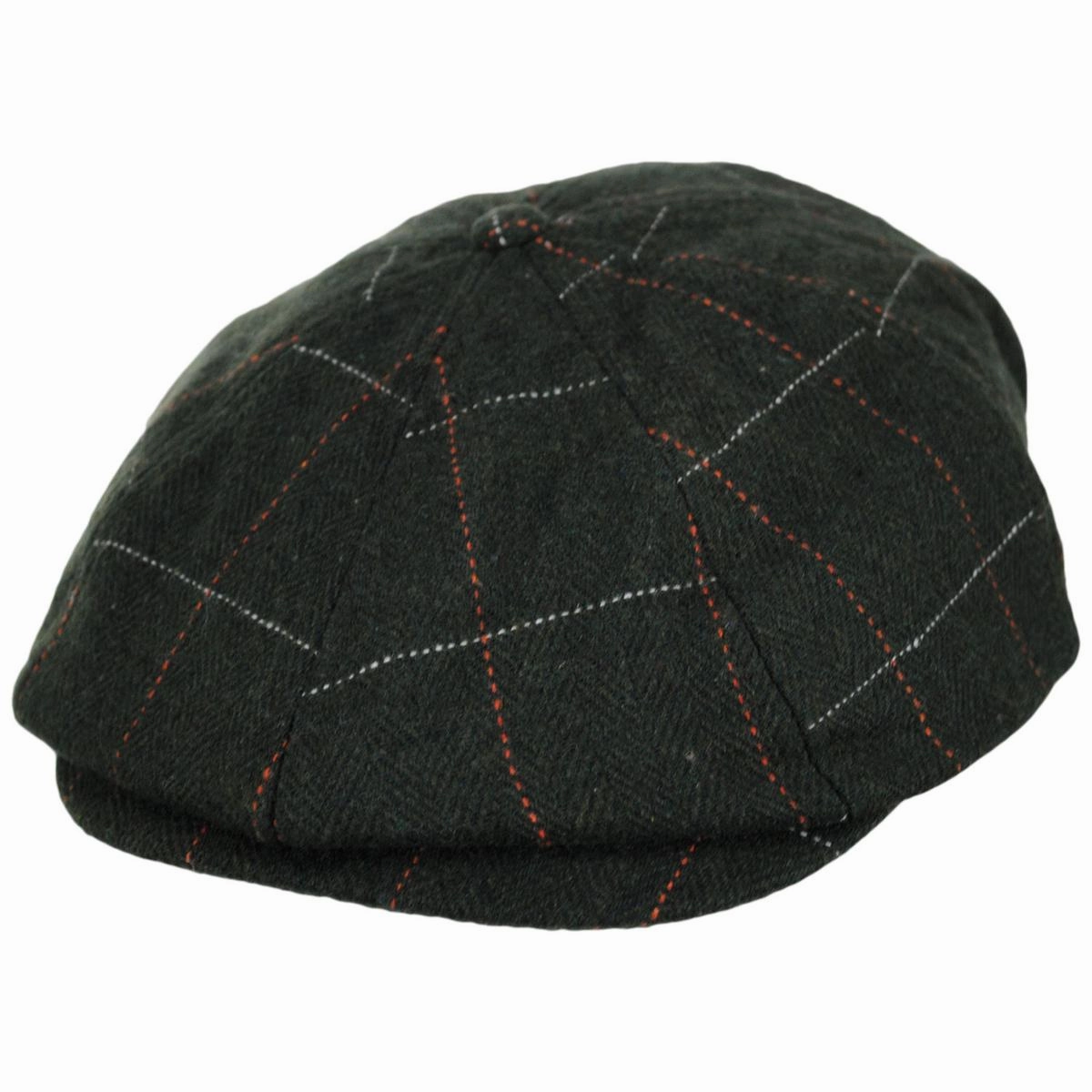 Wool Blend Windowpane Plaid Brood Newsboy Cap
