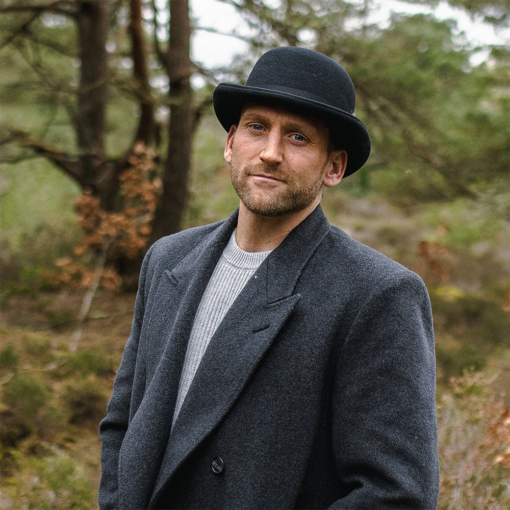 Wool Felt English Bowler Hat - Black