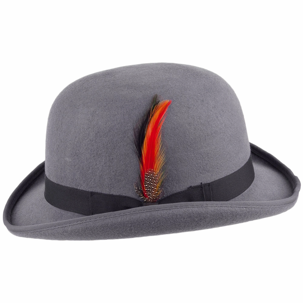 Wool Felt English Bowler Hat - Grey
