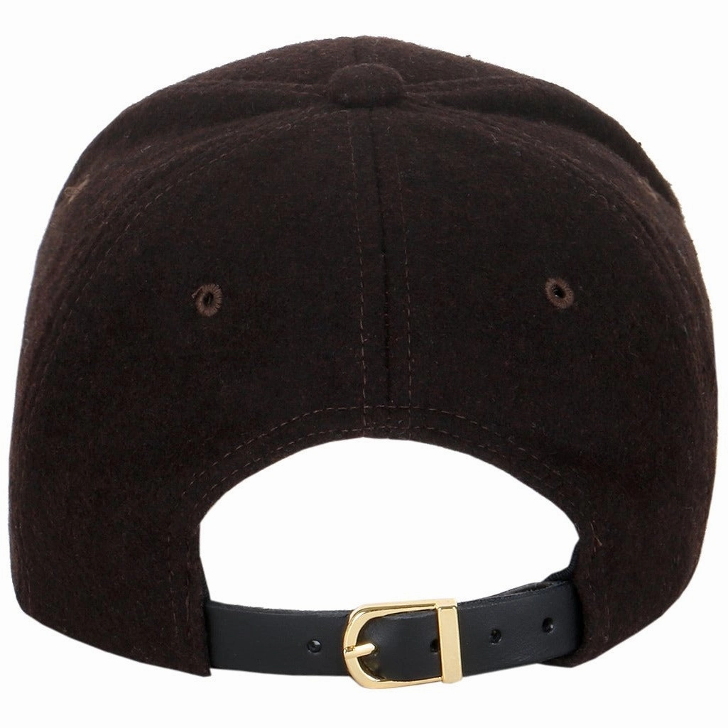 Wool Low Profile Leather Strapback Baseball Cap