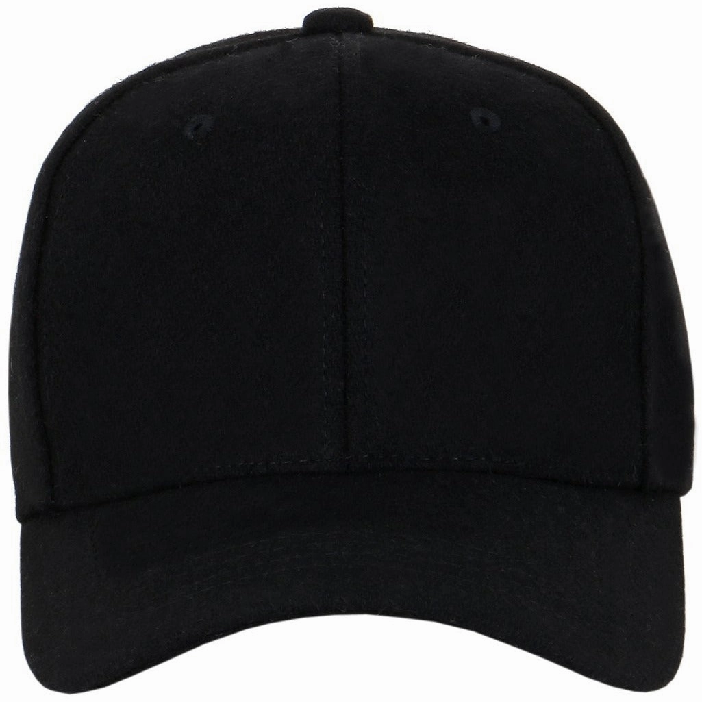 Wool Low Profile Leather Strapback Baseball Cap