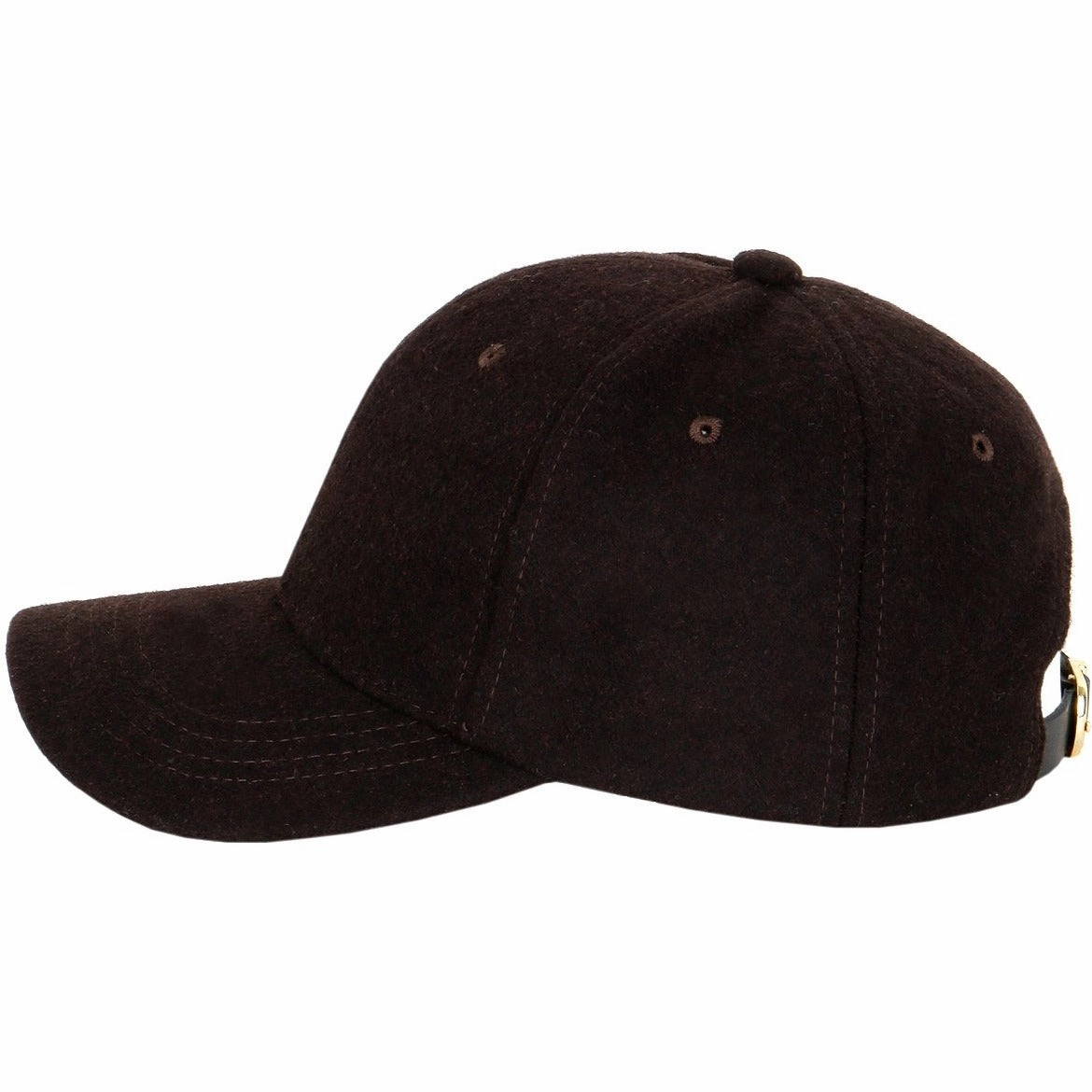Wool Low Profile Leather Strapback Baseball Cap