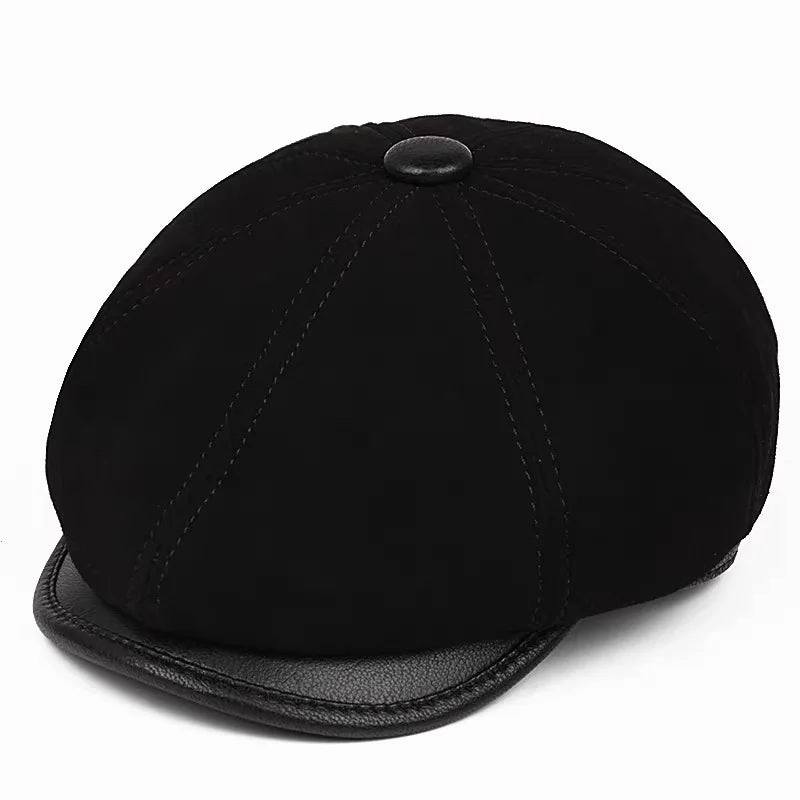 Woolton Genuine Suede Leather Newsboy Cap