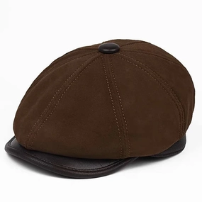 Woolton Genuine Suede Leather Newsboy Cap