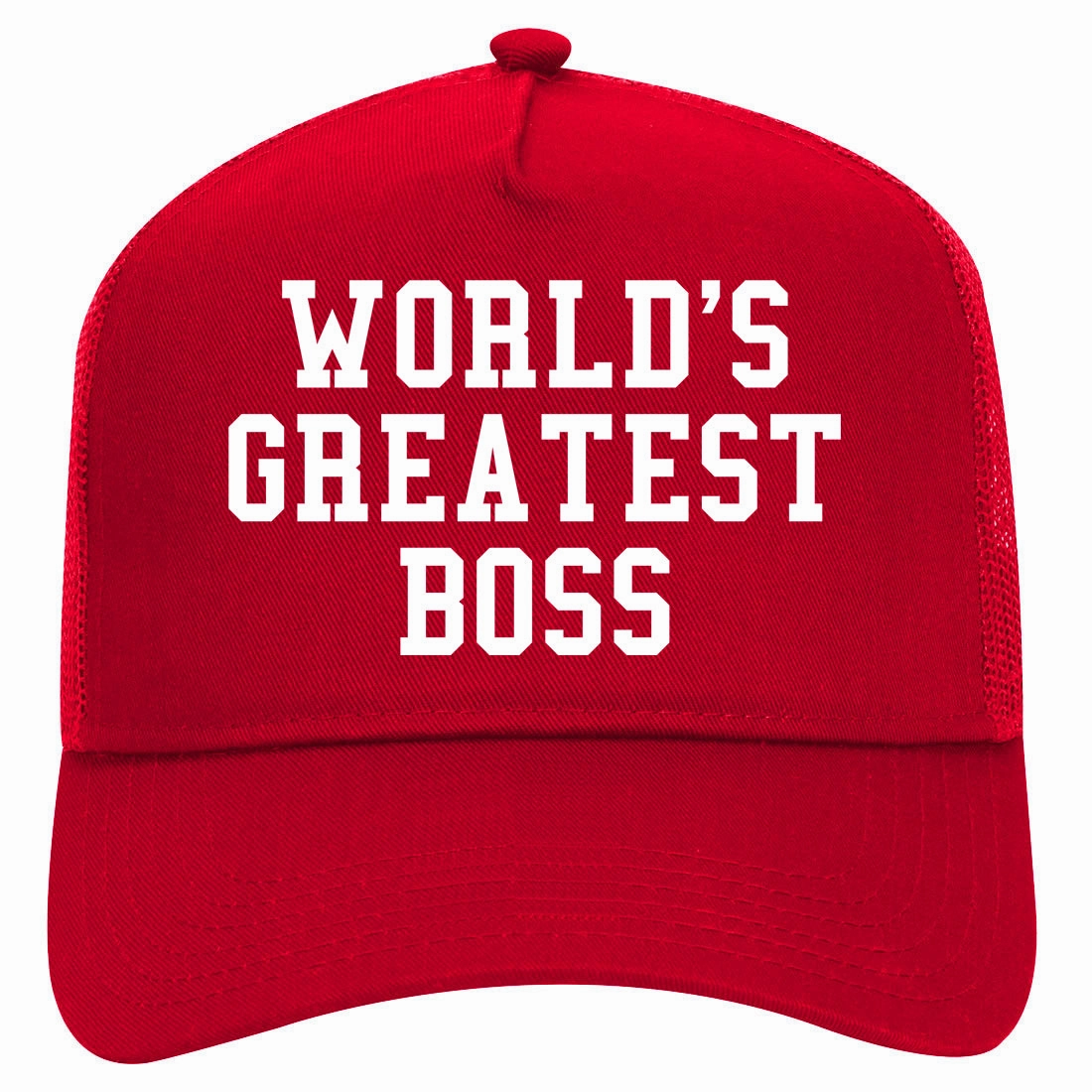 Worlds Greatest Boss Funny Christmas Retro Adult 5 Panel Mesh Trucker Hat