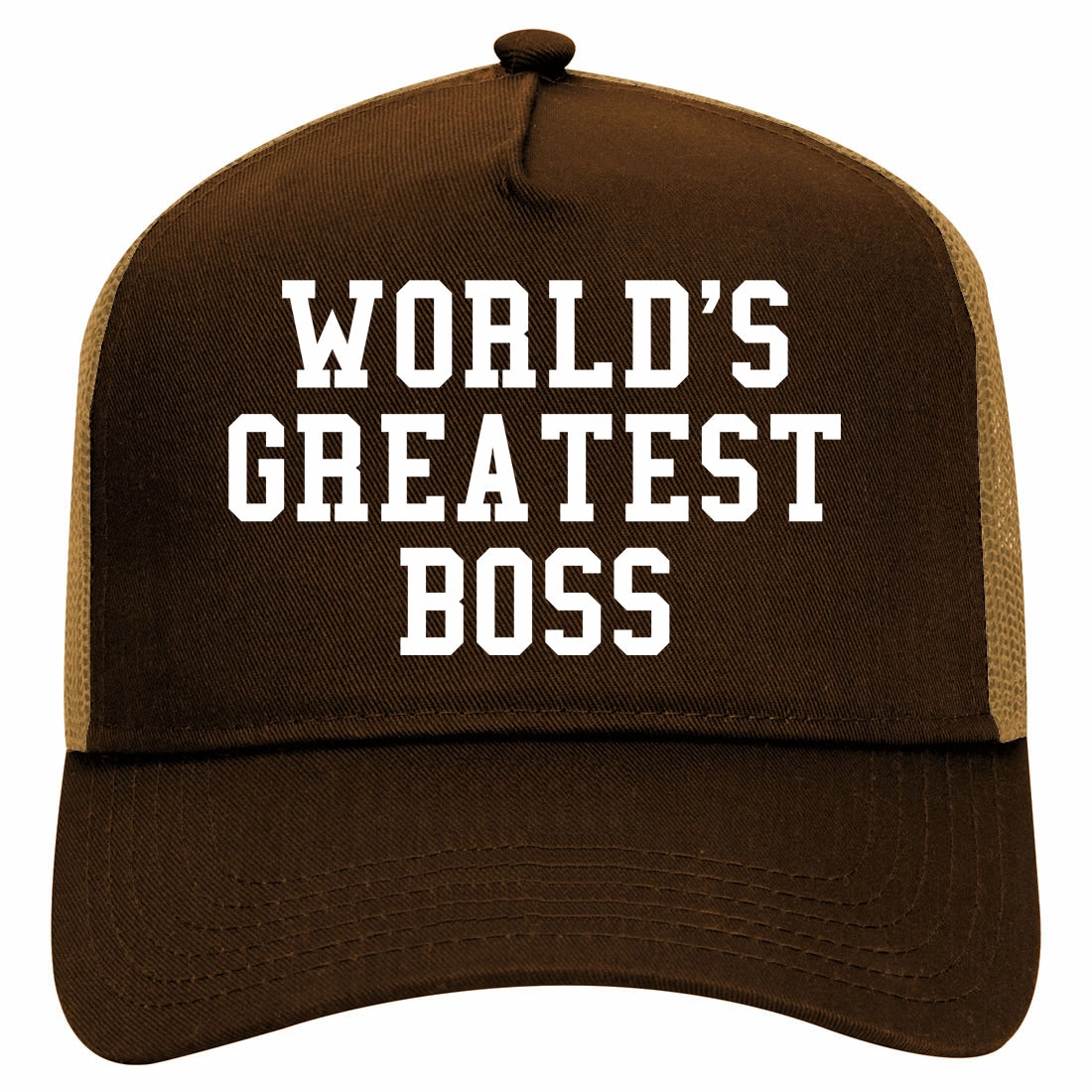 Worlds Greatest Boss Funny Christmas Retro Adult 5 Panel Mesh Trucker Hat