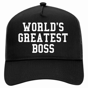 Worlds Greatest Boss Funny Christmas Retro Adult 5 Panel Mesh Trucker Hat