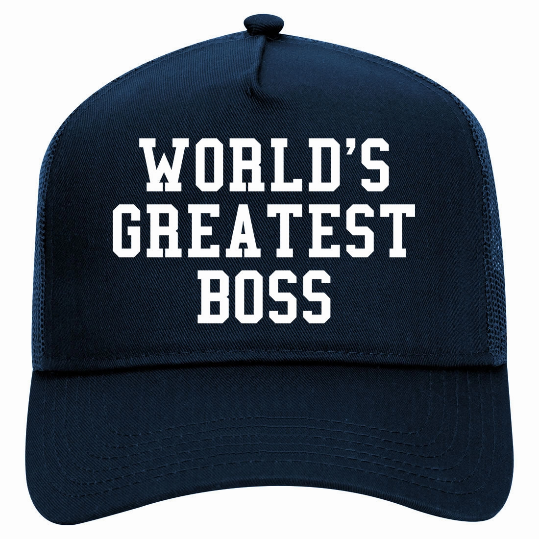 Worlds Greatest Boss Funny Christmas Retro Adult 5 Panel Mesh Trucker Hat
