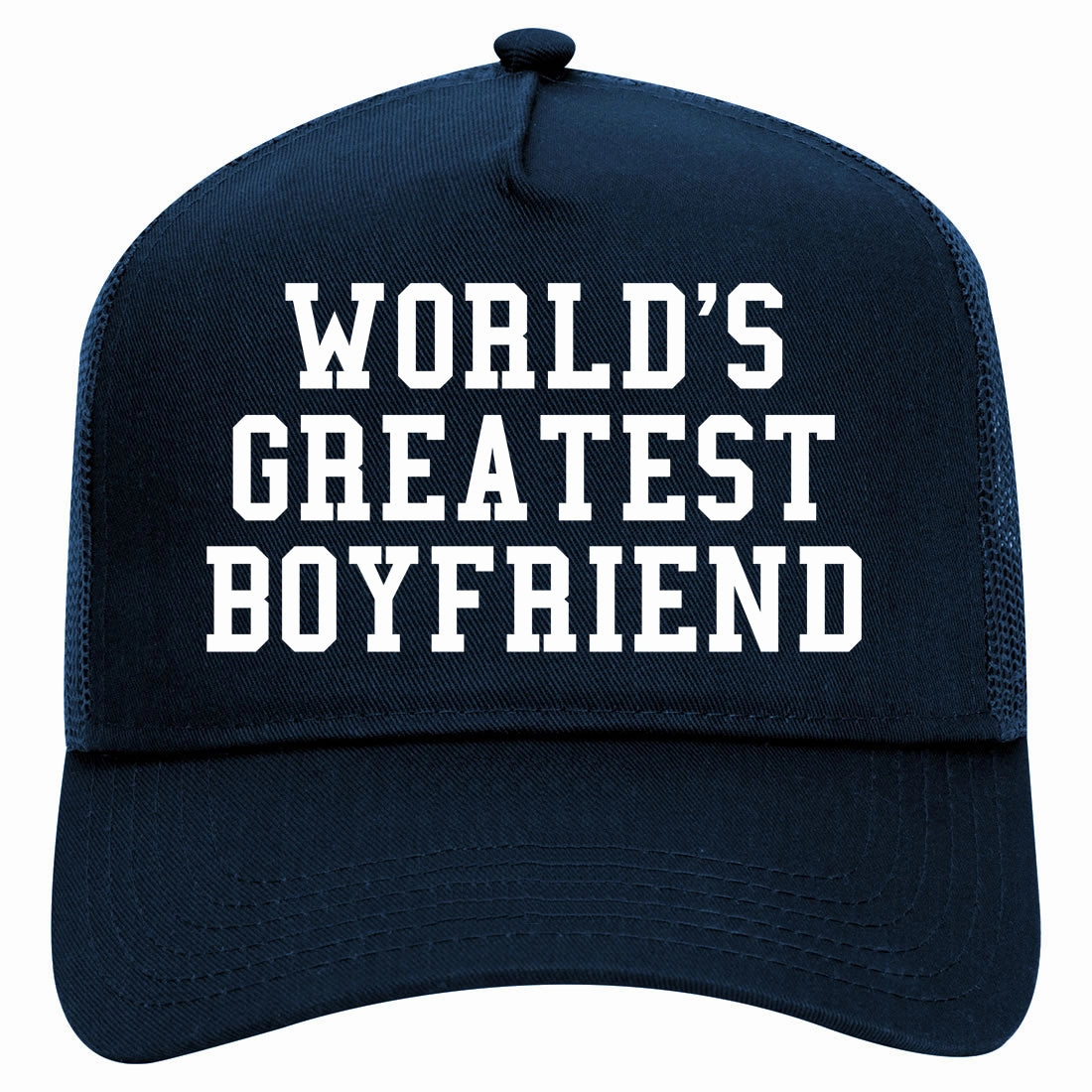 Worlds Greatest Boyfriend Funny Birthday Gift Retro Adult 5 Panel Mesh Trucker Hat