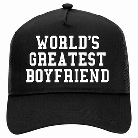 Worlds Greatest Boyfriend Funny Birthday Gift Retro Adult 5 Panel Mesh Trucker Hat