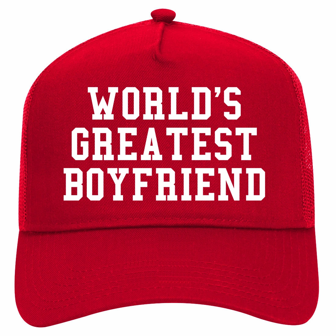 Worlds Greatest Boyfriend Funny Birthday Gift Retro Adult 5 Panel Mesh Trucker Hat