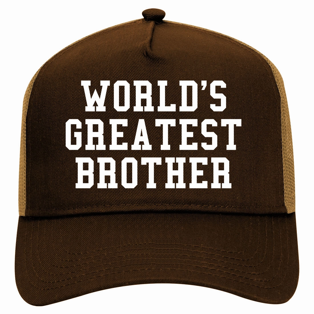 Worlds Greatest Brother Funny Birthday Retro Adult 5 Panel Mesh Trucker Hat