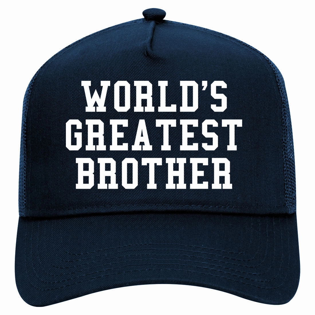 Worlds Greatest Brother Funny Birthday Retro Adult 5 Panel Mesh Trucker Hat