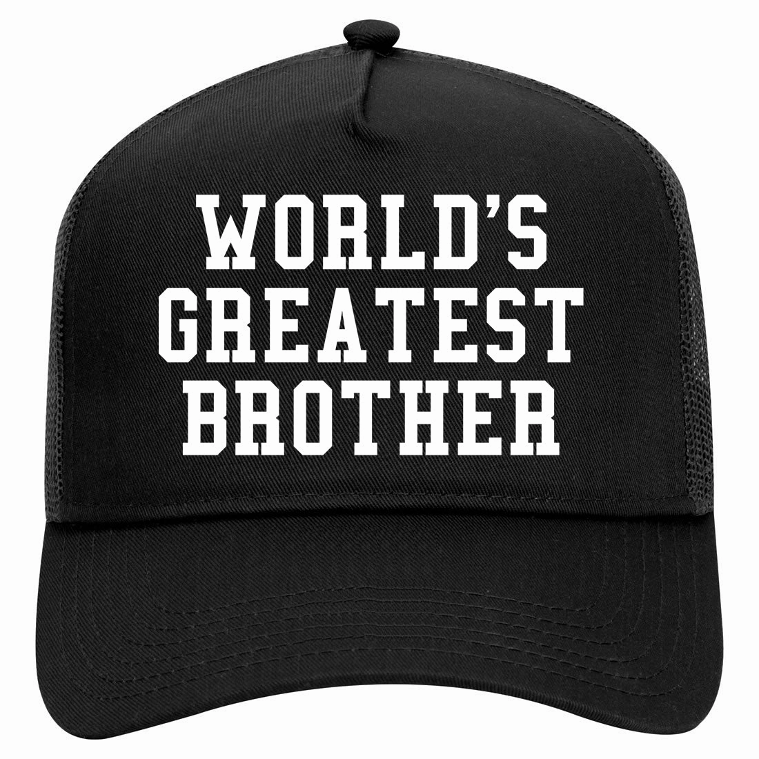 Worlds Greatest Brother Funny Birthday Retro Adult 5 Panel Mesh Trucker Hat