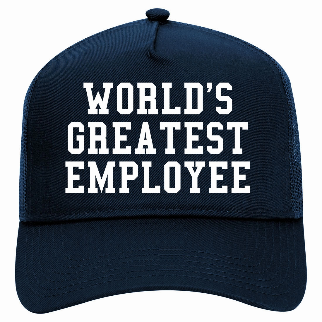 Worlds Greatest Employee Funny Christmas Retro Adult 5 Panel Mesh Trucker Hat