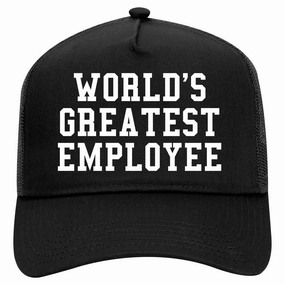 Worlds Greatest Employee Funny Christmas Retro Adult 5 Panel Mesh Trucker Hat
