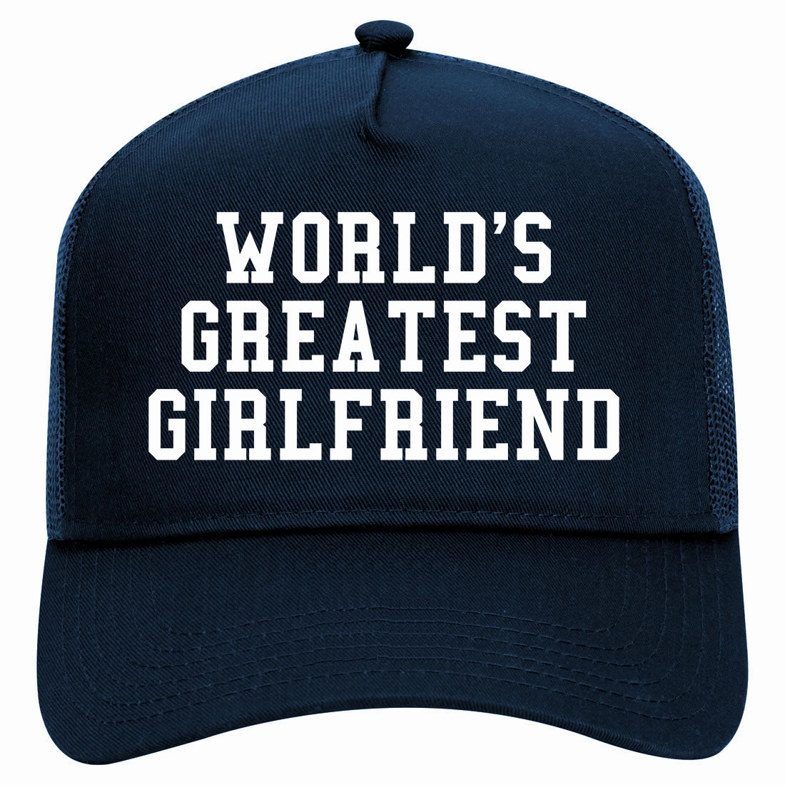 Worlds Greatest Girlfriend Funny Birthday Gift Retro Adult 5 Panel Mesh Trucker Hat
