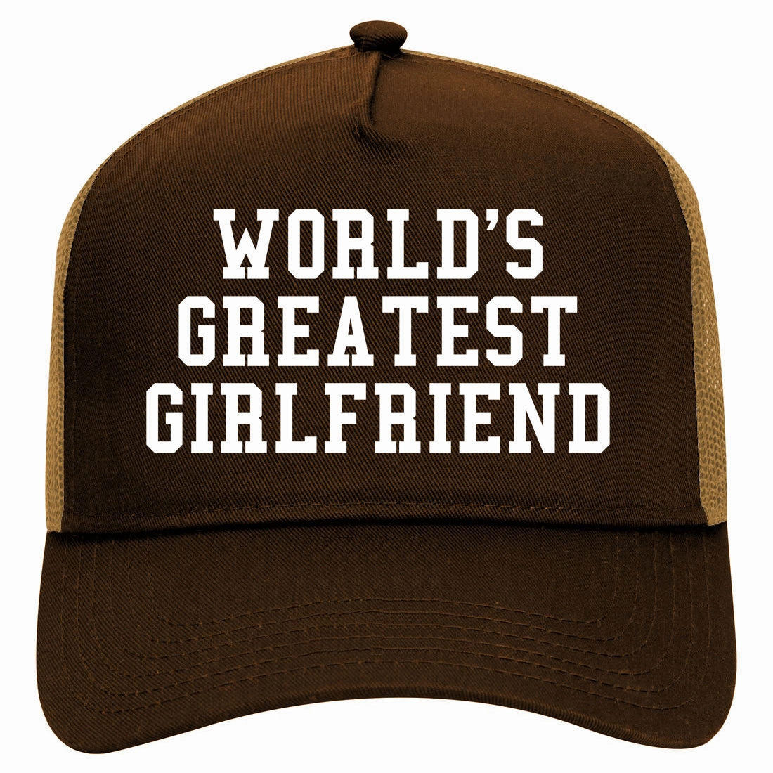Worlds Greatest Girlfriend Funny Birthday Gift Retro Adult 5 Panel Mesh Trucker Hat