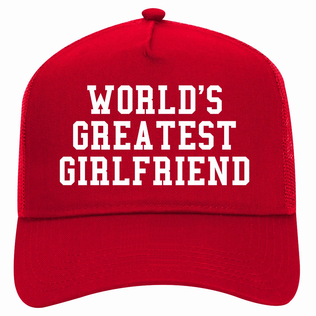 Worlds Greatest Girlfriend Funny Birthday Gift Retro Adult 5 Panel Mesh Trucker Hat