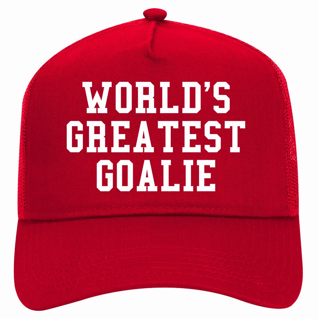 Worlds Greatest Goalie Hockey Retro Adult 5 Panel Mesh Trucker Hat